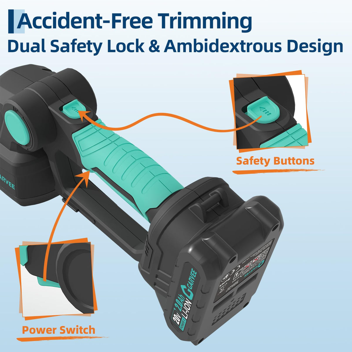Garvee ergonomic lightweight handle supports comfortable, extended use.
