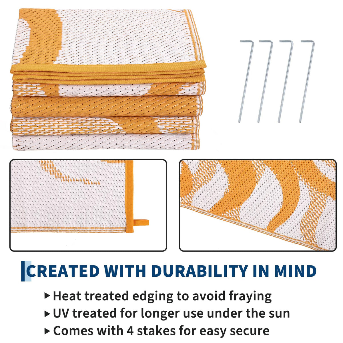 Garvee outdoor rug 5x8 lightweight and foldable for quick trips and setups.