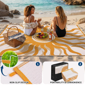 Garvee 5x8 patio rug ideal for decks, beaches, camping, and RV living.