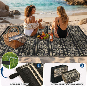 Soft plastic straw weave of Garvee rug feels comfortable under bare feet.