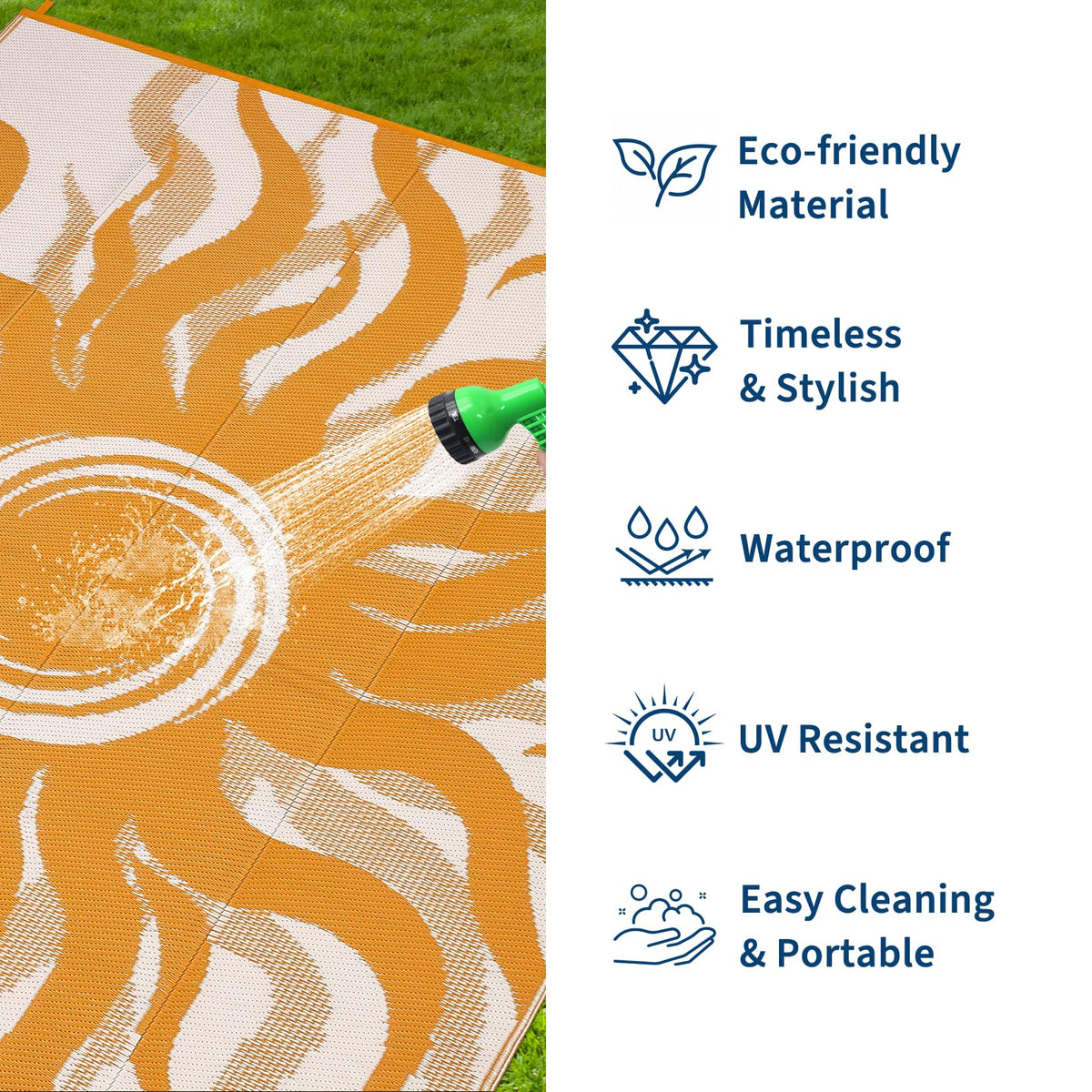 Garvee outdoor rug 5x8 UV-resistant colors stay vibrant for years in sun.