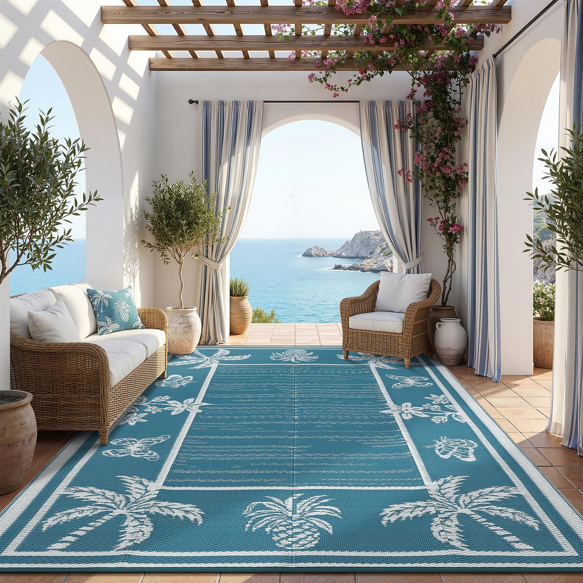 Garvee 8x10 outdoor rug, large coverage for high-traffic areas