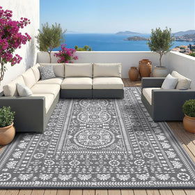 Garvee outdoor rug cleans easily with damp cloth and sunshine.