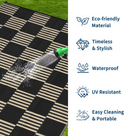 Garvee plastic straw rug durable, withstands foot traffic and outdoor elements.