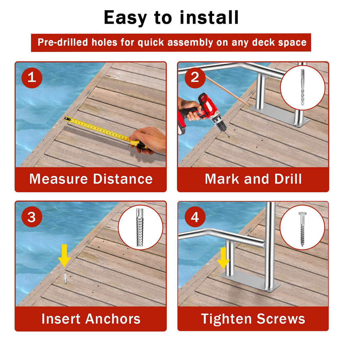 Garvee pool railing includes easy install kit for setup