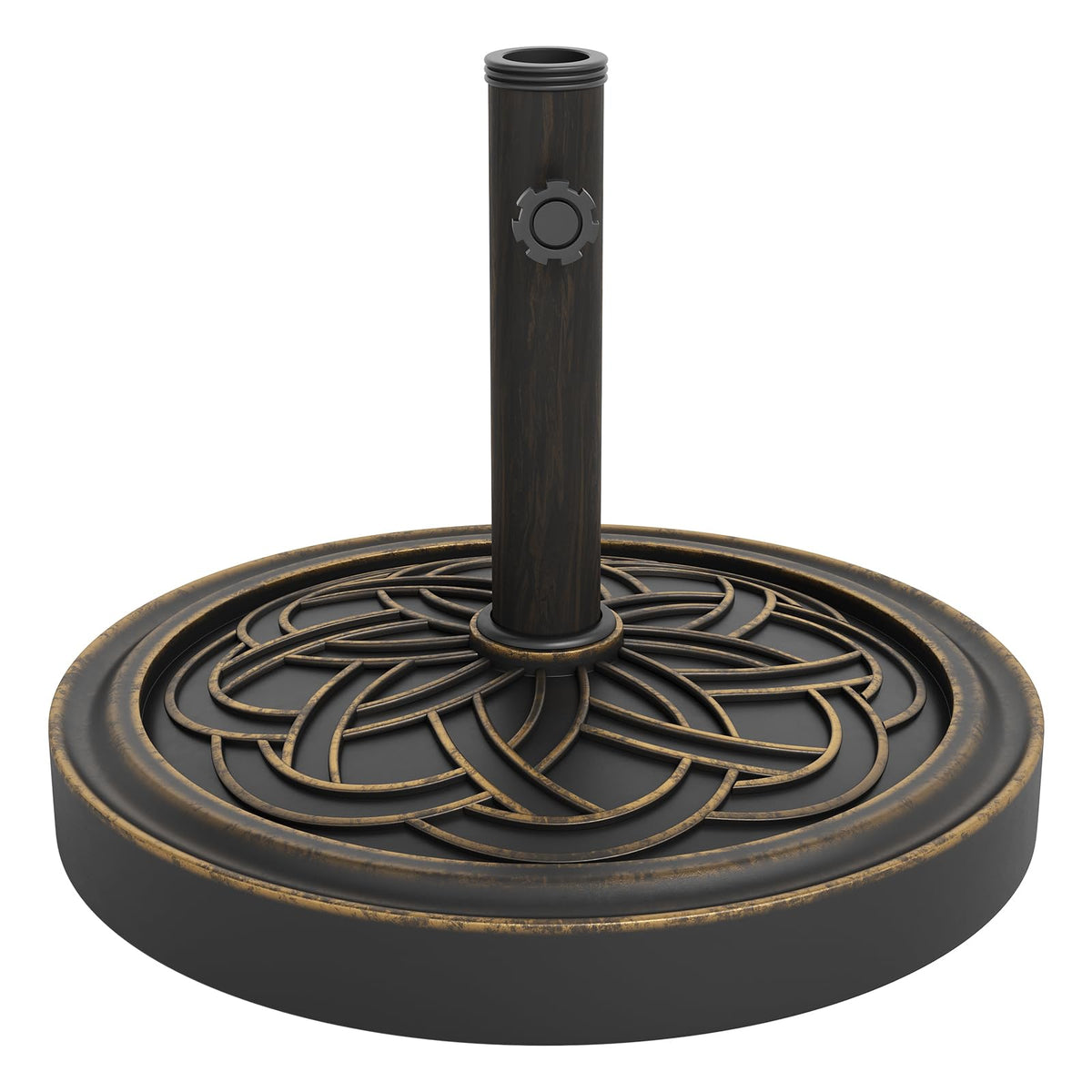 Garvee round umbrella base with 20-inch diameter provides stable support on windy patios.