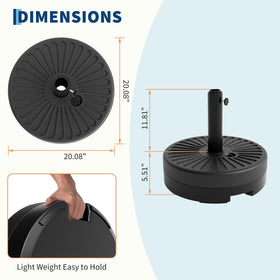 Garvee round umbrella base with 20-inch diameter for steady sun protection
