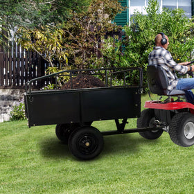 Garvee high-capacity trailer with three-sided railings for larger yard waste.