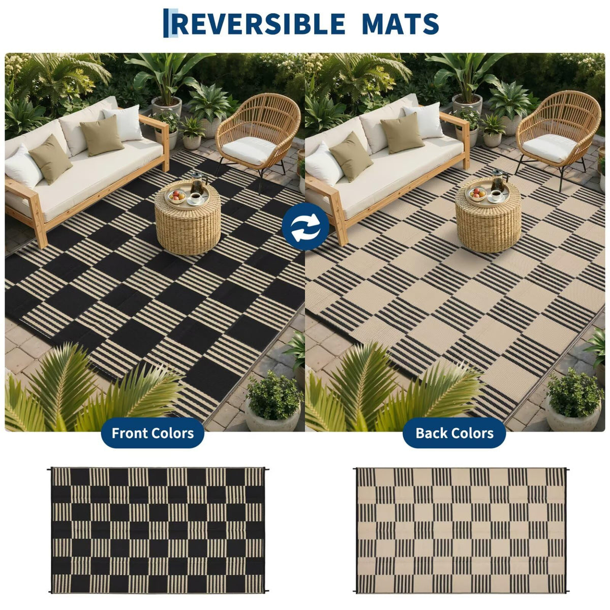 Garvee UV-protected outdoor rug keeps color vibrant under sun.