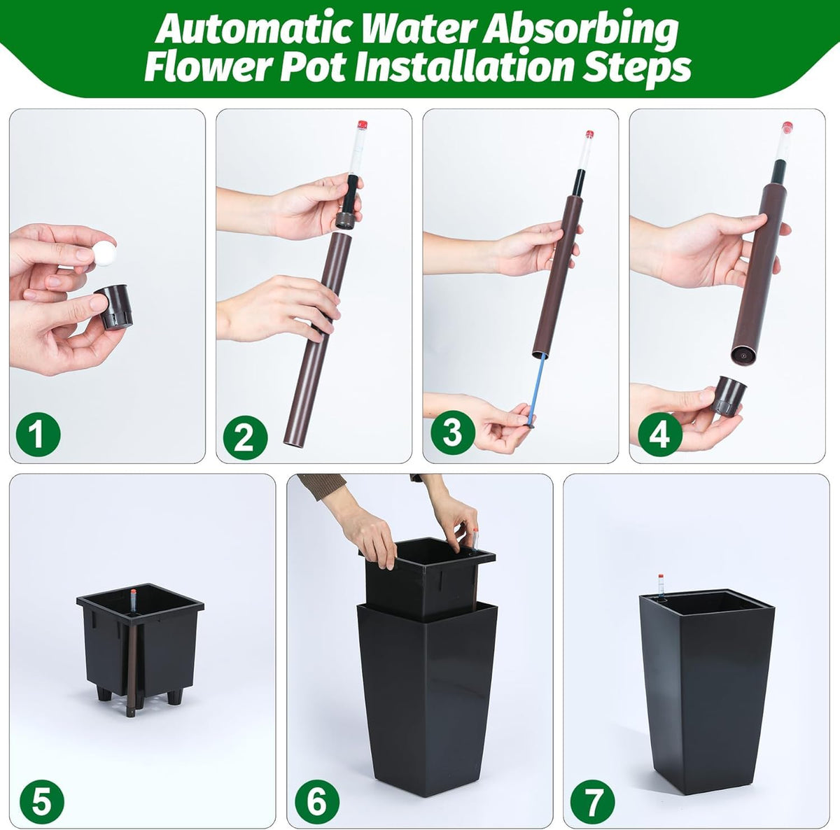 Garvee 16-inch planters with separate water inlet for easy watering.
