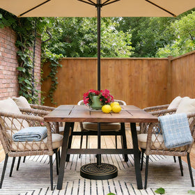 Garvee weather-resistant stand stays steady through seasons for patio comfort.