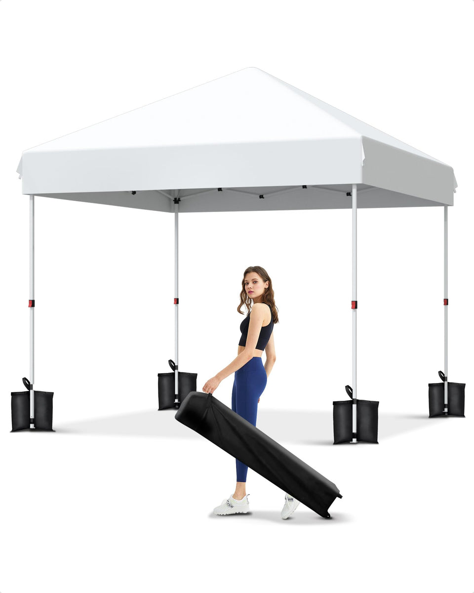 GarveeLife 10x10 pop-up canopy with push-button setup for quick shade.