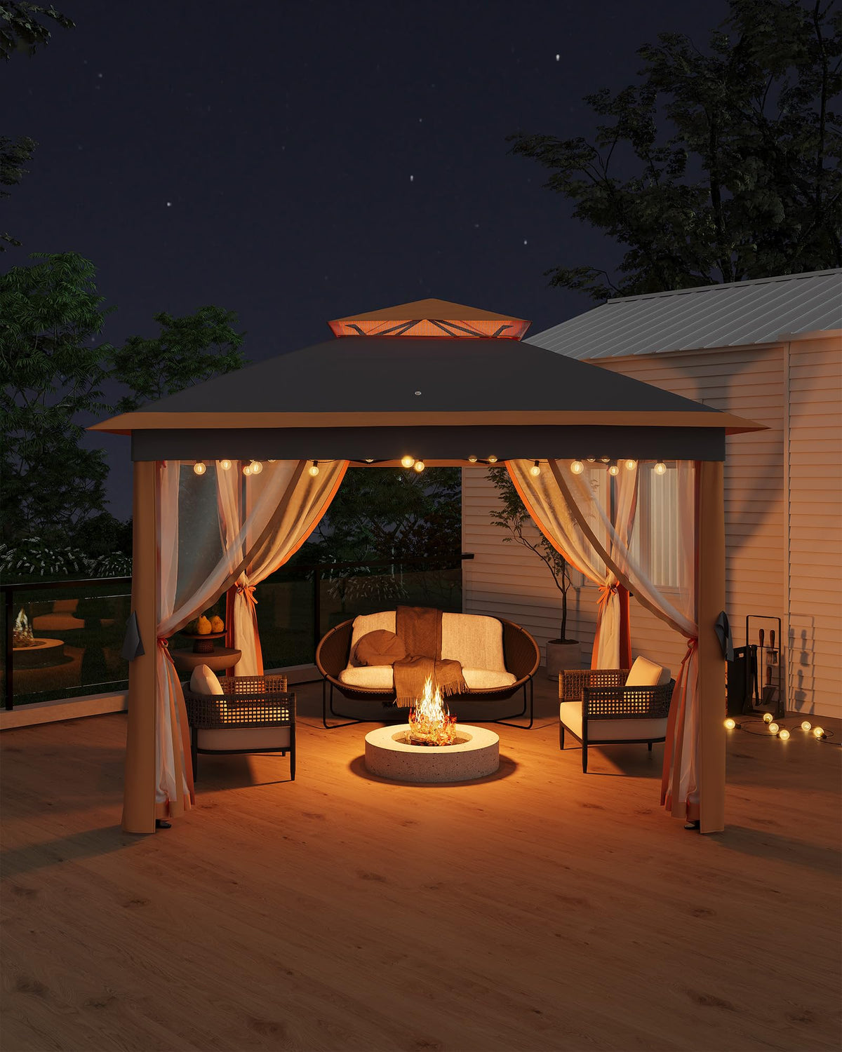 GarveeLife canopy top demonstrates weatherproof cover for sun and light rain