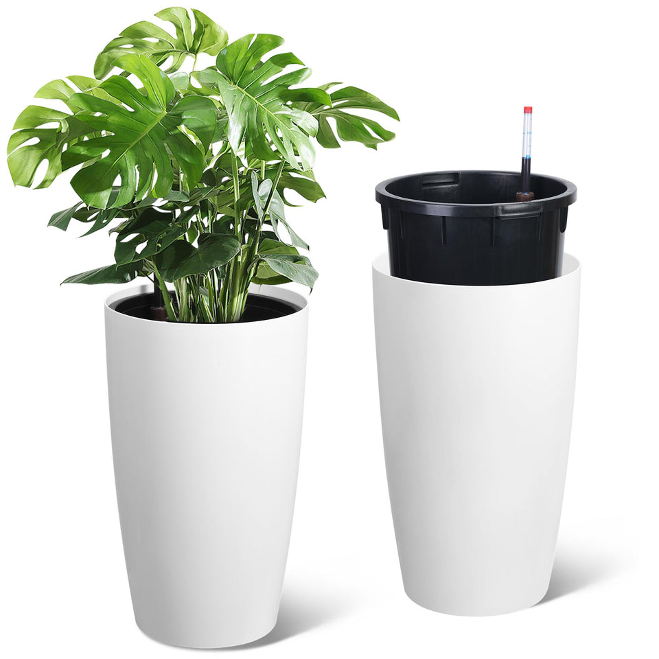 GarveeLife 22in tall planter with water level monitor for easy moisture awareness.