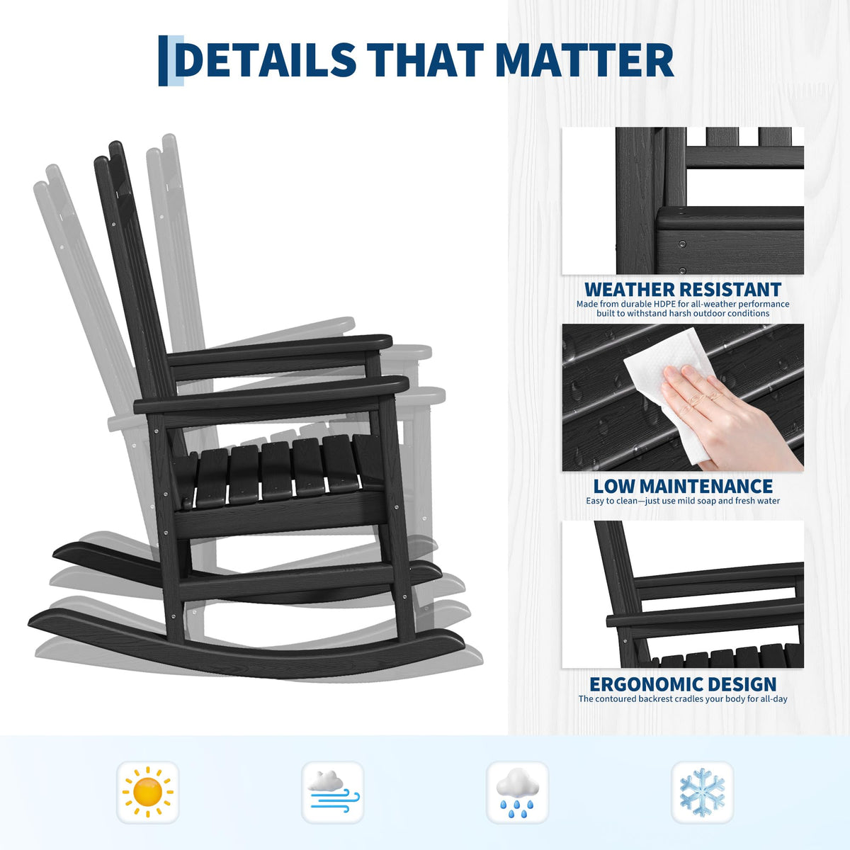 GarveeLife all-weather HDPE construction resists moisture and fading.