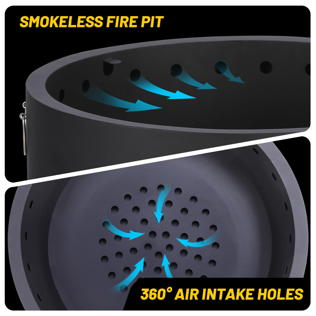 GarveeLife smokeless design with bottom ventilation improves airflow.