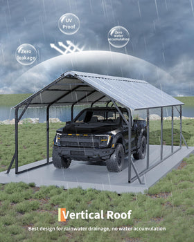 GarveeLife carport interior with truck demonstrates ample clearance