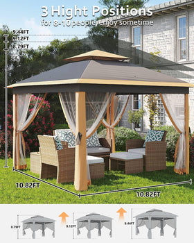 GarveeLife ground stakes secure the gazebo on varied ground surfaces.