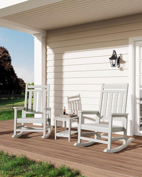 GarveeLife poly lumber rocking chair outdoor high-back for comfortable patio lounging