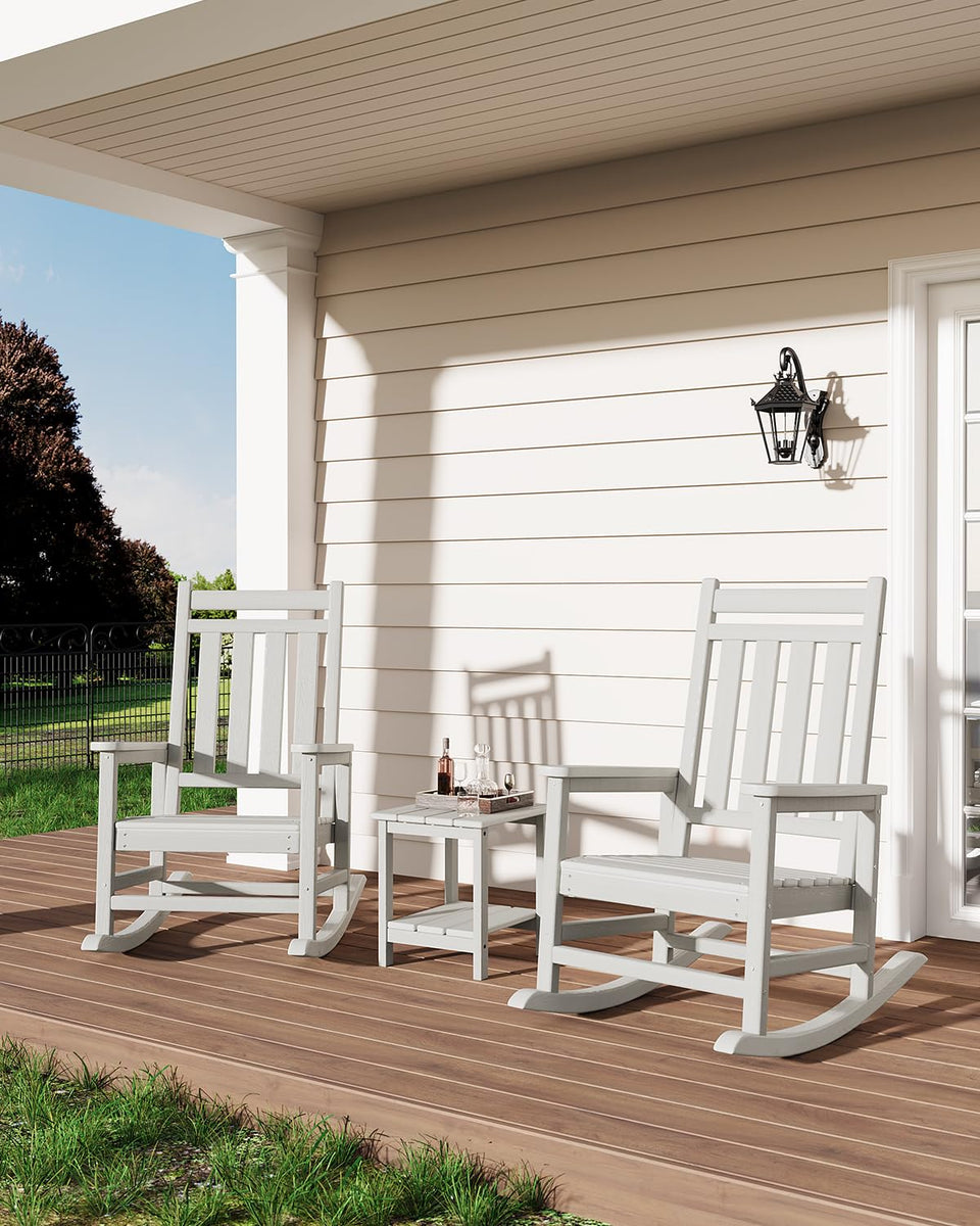 GarveeLife poly lumber rocking chair outdoor high-back for comfortable patio lounging