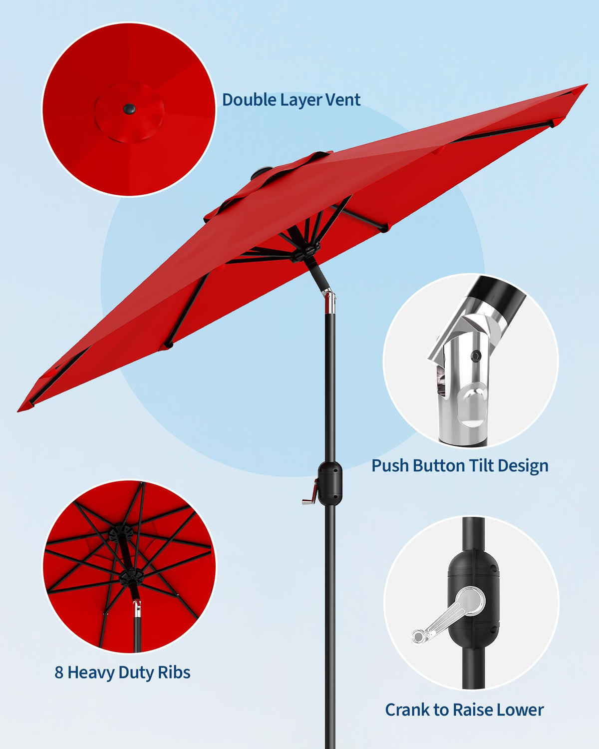 GarveeLife push-button tilt mechanism enables flexible sun blocking