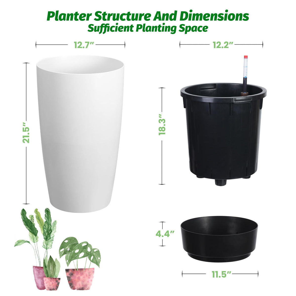 GarveeLife two-planter setup with water-tray for simple irrigation management.