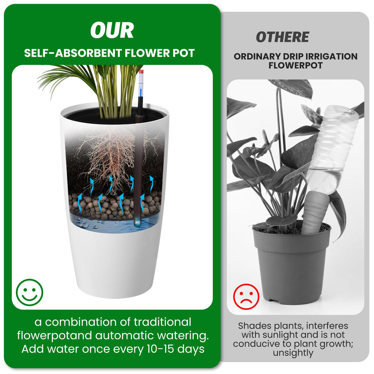 Elegant round GarveeLife planter design complements outdoor and indoor spaces.