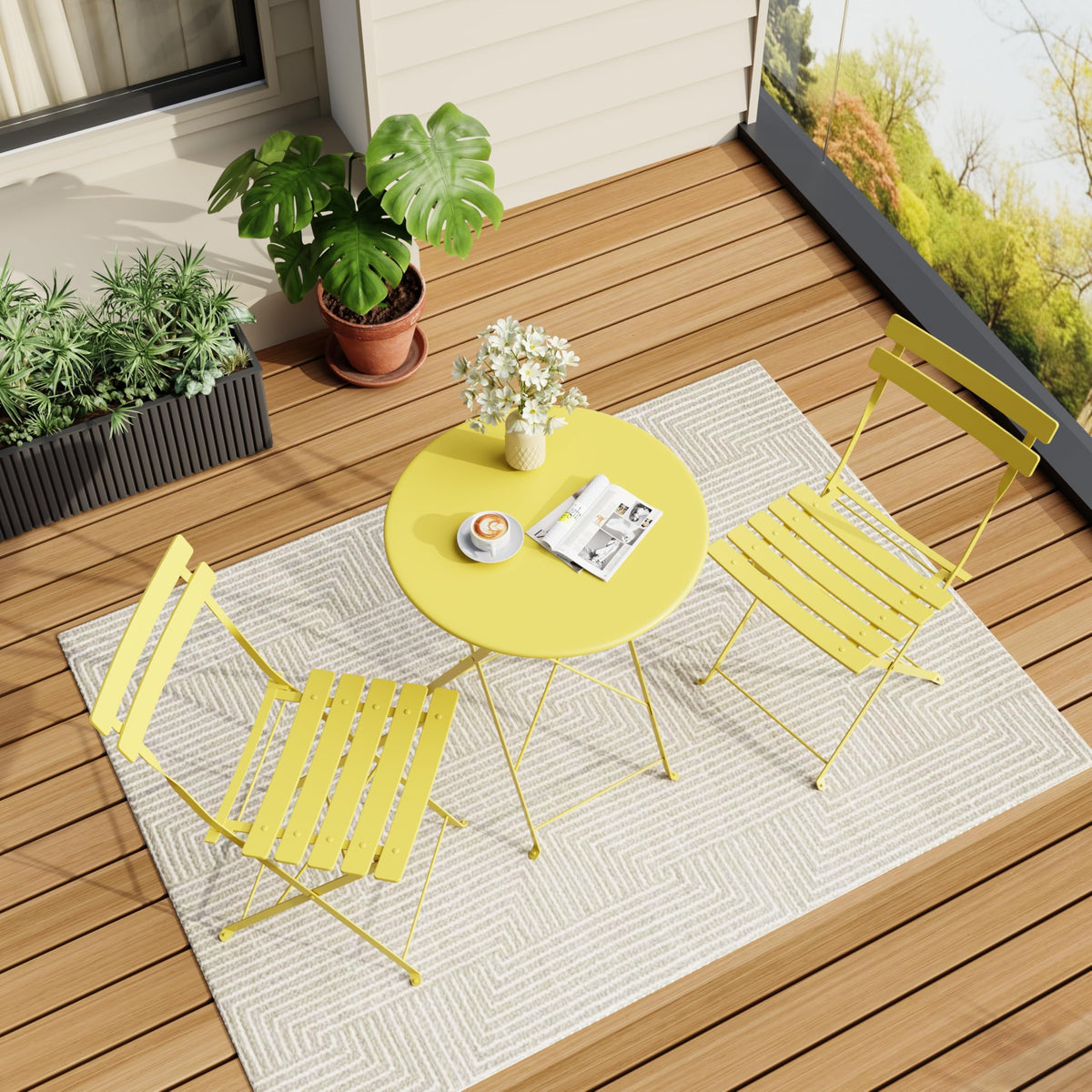 GarveeTech bistro set in dining use for casual meals outdoors.