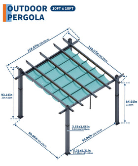 GarveeTech pergola canopy adjustable to provide sun or shade as needed.