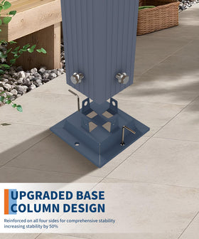 GarveeTech pergola shown poolside, creating a cozy outdoor lounge area.