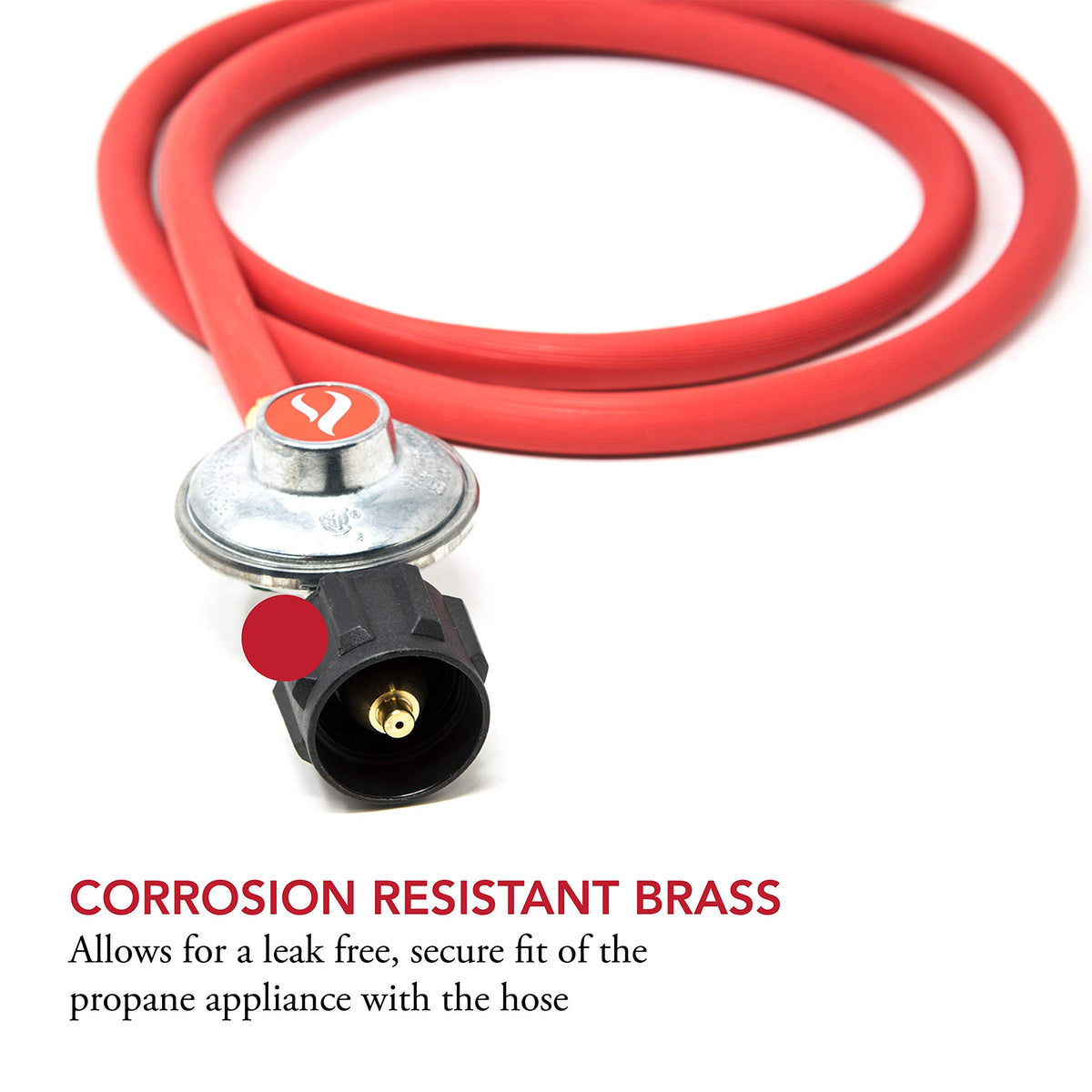 Gas One 2102 with 59-inch hose length for flexible outdoor propane connections.