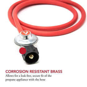 Gas One 2102 with 59-inch hose length for flexible outdoor propane connections.
