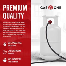 Gas One 4 ft propane hose highlights easy installation and use