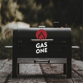 Gas One compact outdoor grill with ample cooking area and large grates.