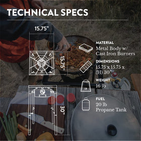 Gas One B-3000H-15 detachable legs extended create a tall ergonomic setup.