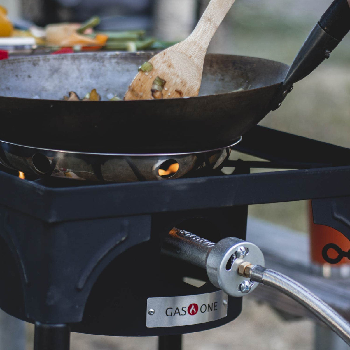 Gas One B-3000H-15 portable brew setup on sturdy legs.
