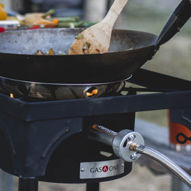 Gas One B-3000H-15 portable brew setup on sturdy legs.