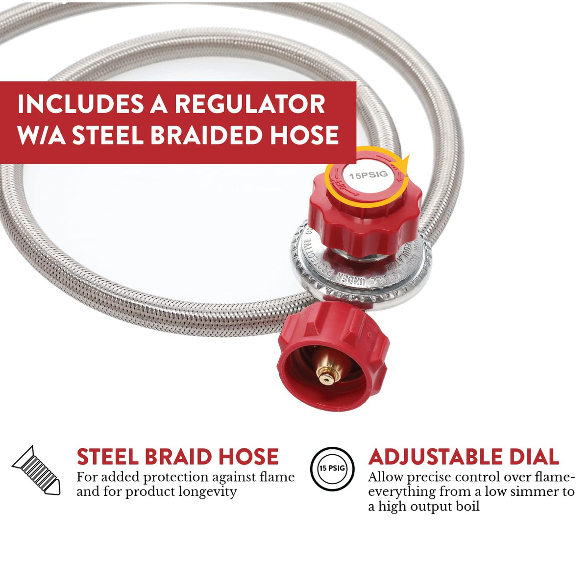 Gas One B-3000H-15 red QCC hose ensures secure safety connections.
