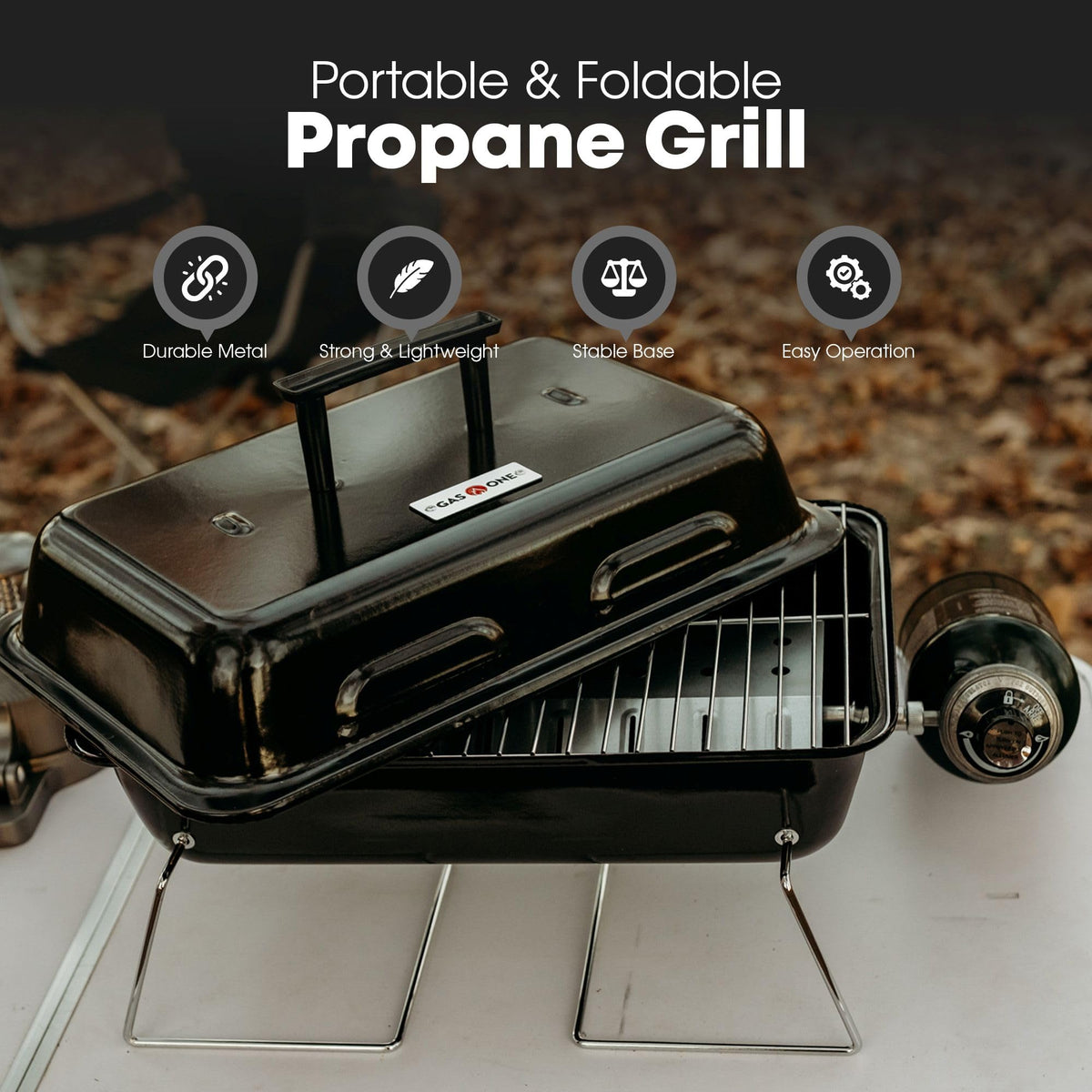 Gas One GPT-25 built-in handle aids easy carrying during transport.