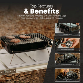Gas One GPT-25 cooking grate area provides ample cooking space.