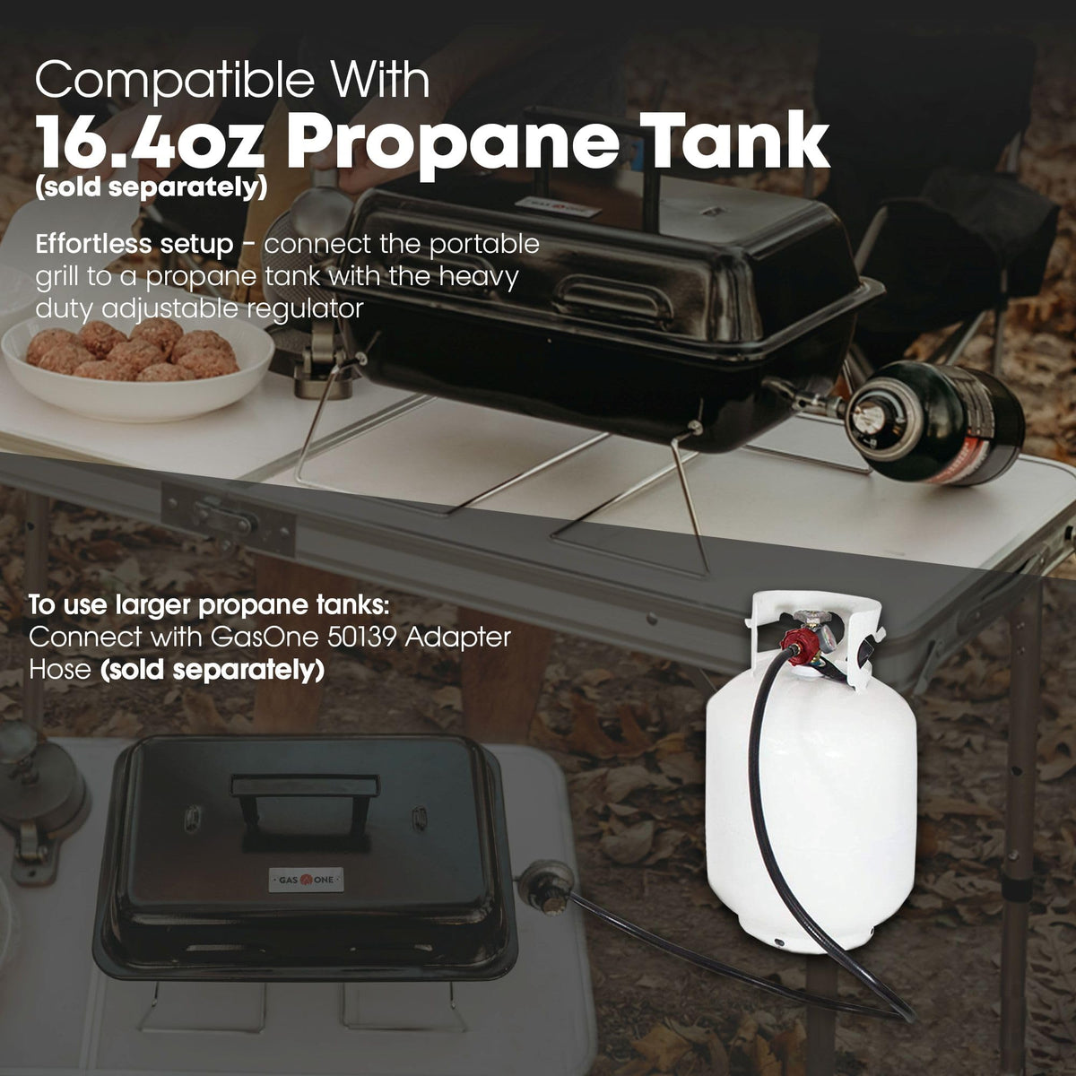 Gas One GPT-25 heavy-duty regulator offers precise flame control.