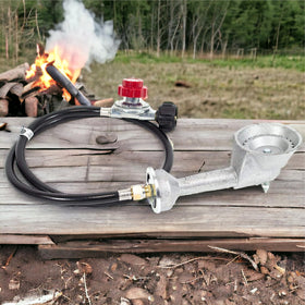 Gas One outdoor grill setup with burner head upgrade