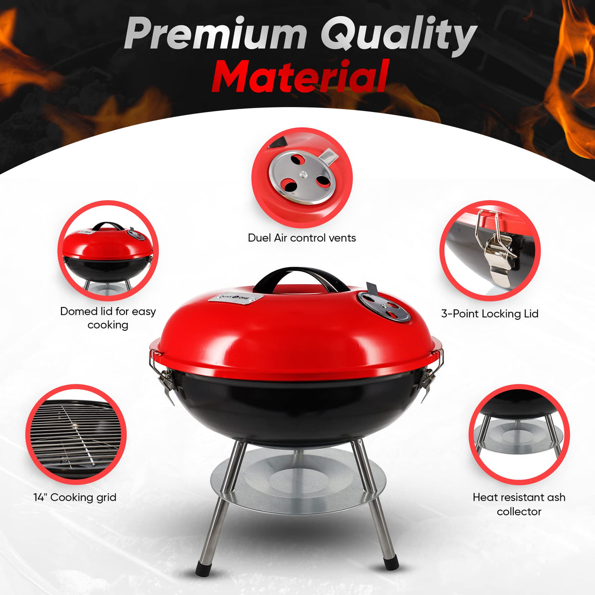 Gas One portable charcoal grill is lightweight and easy to carry.