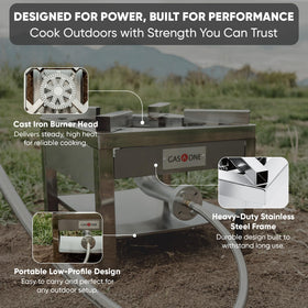 Stainless steel finish resists peeling and fumes during use.