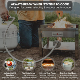 Built-in wind blockers maintain flame stability outdoors.