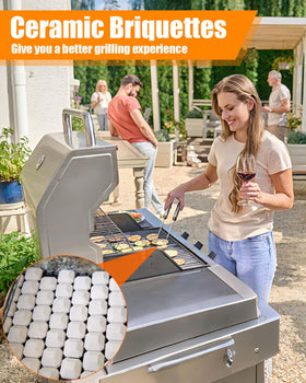 GasSaf self-cleaning ceramic surface burns off grease at high heat for easy maintenance.