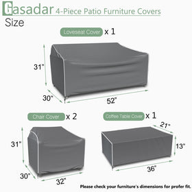 Gasadar 4-Piece Patio Cover Set armchair side view showing secure fit.
