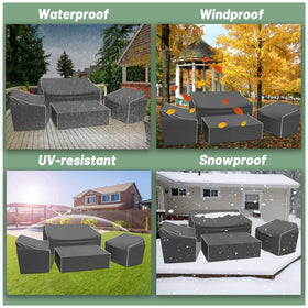 Gasadar 4-Piece Patio Cover Set fabric close-up highlighting waterproof layer.