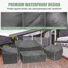 Gasadar 4-Piece Patio Cover Set loveseat close-up of durable 600D fabric.