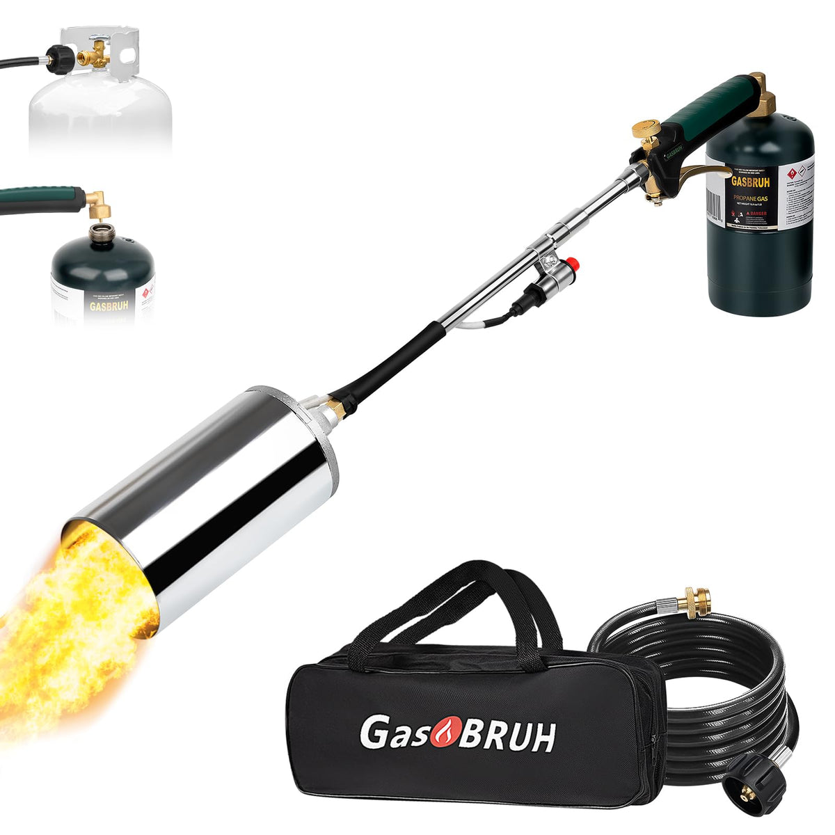 GasBRUH heavy-duty weed torch with ignition handle for easy outdoor starts